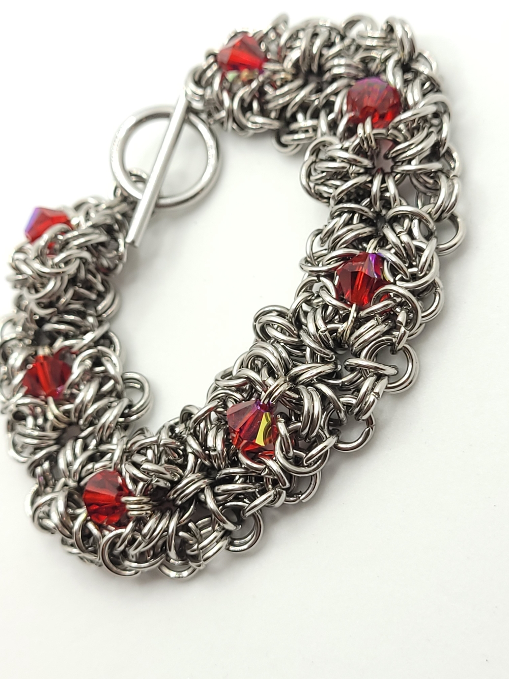 Anastasia Chainmaaille Bracelet In Stainless Steel W/ Embedded Preciosa Crystals